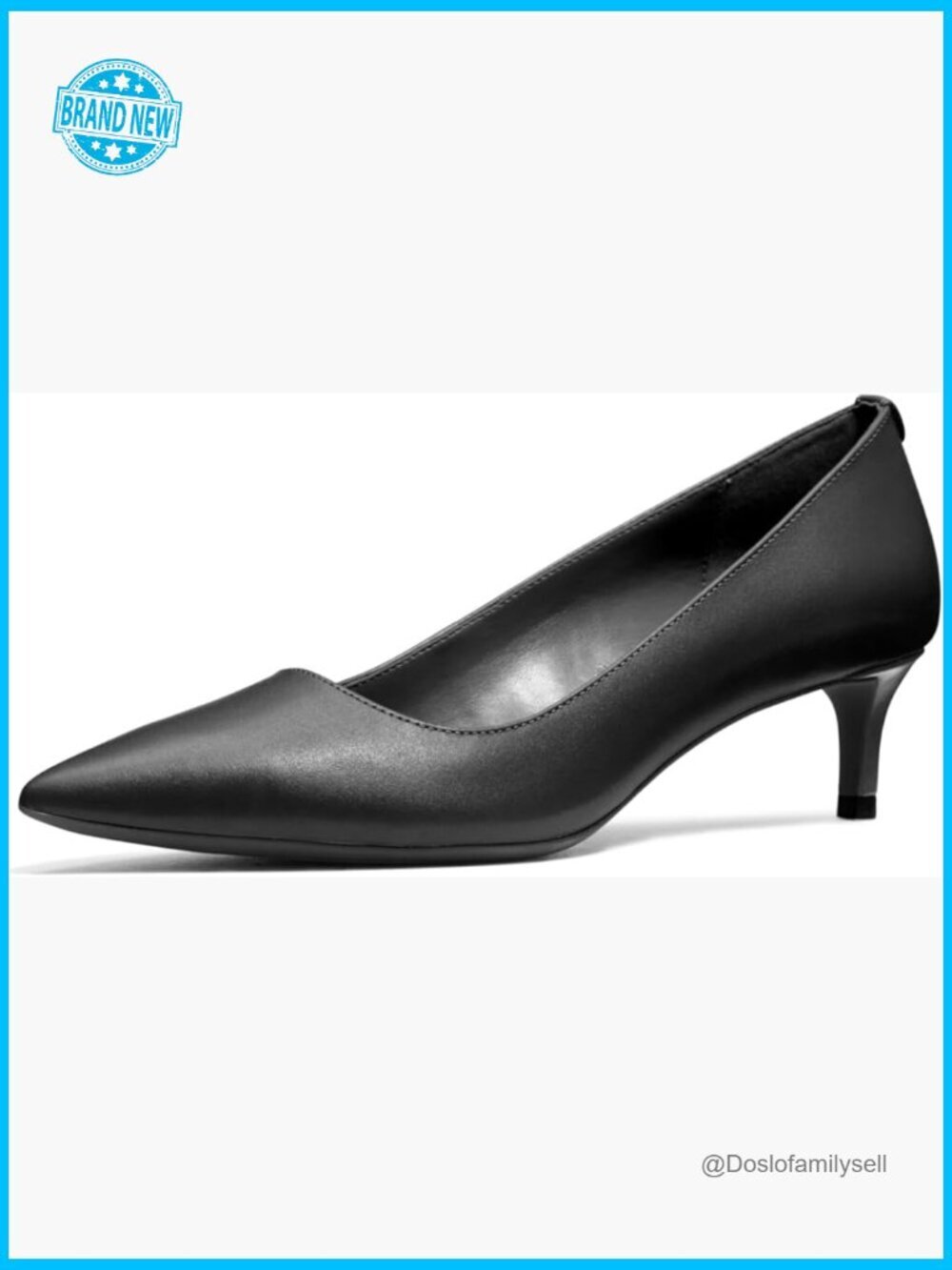 Women's Kitten Heel Pump Pointed Toe Classic Office Heels Leather Flexible Sole